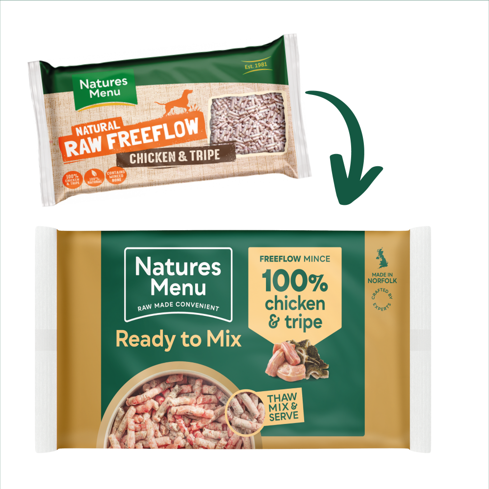 Chicken and Tripe Freeflow Mince Natures Menu Home Prepare Raw Natures Menu